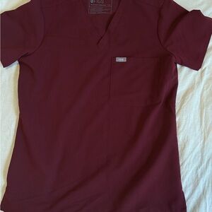 Figs Burgundy One Pocket Scrub Top